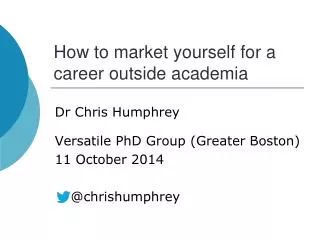 How to market yourself for a career outside academia