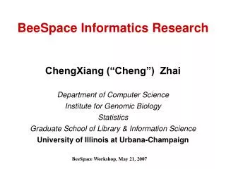 BeeSpace Informatics Research