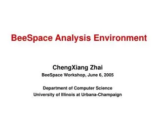 BeeSpace Analysis Environment