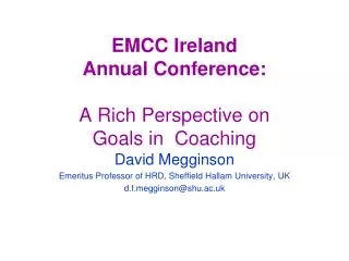 EMCC Ireland Annual Conference: A Rich Perspective on Goals in Coaching