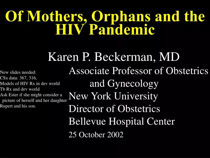 of mothers orphans and the hiv pandemic