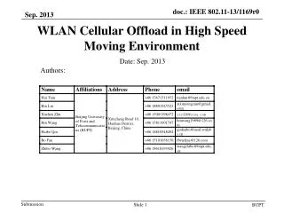 WLAN Cellular Offload in High Speed Moving Environment