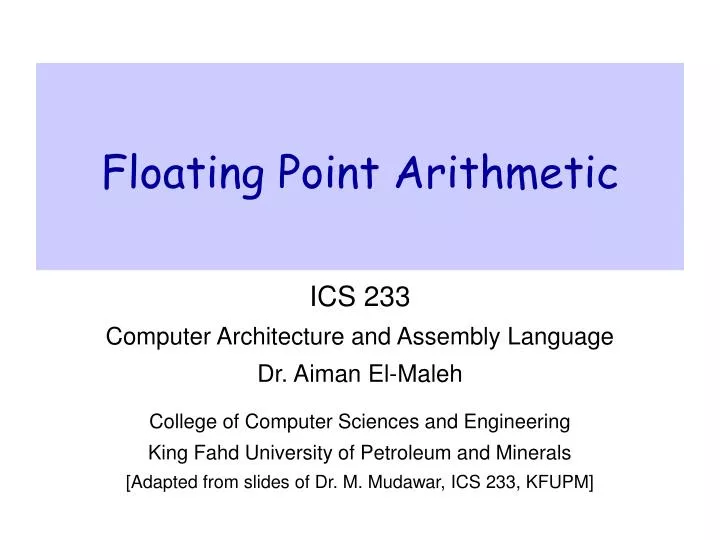 floating point arithmetic