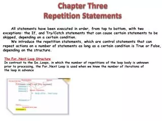 Chapter Three Repetition Statements