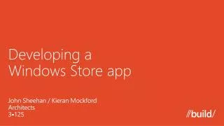Developing a Windows Store a pp