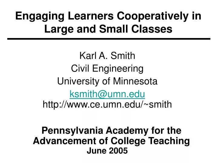 engaging learners cooperatively in large and small classes