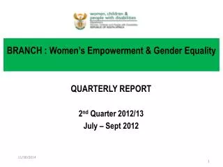 BRANCH : Women’s Empowerment &amp; Gender Equality