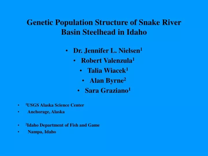 genetic population structure of snake river basin steelhead in idaho