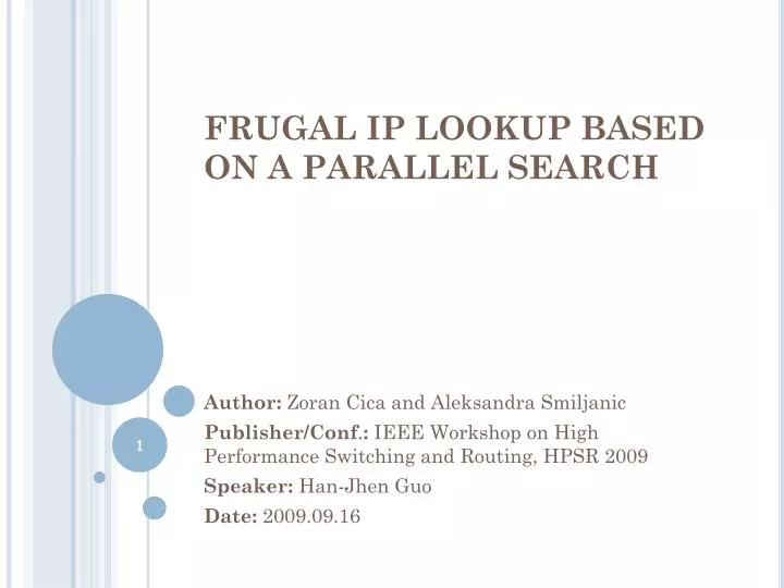 frugal ip lookup based on a parallel search