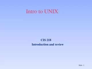 Intro to UNIX