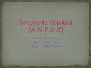 Drepturile Copilului (A.N.P.D.C)