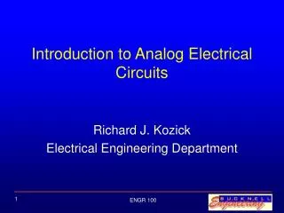 Introduction to Analog Electrical Circuits