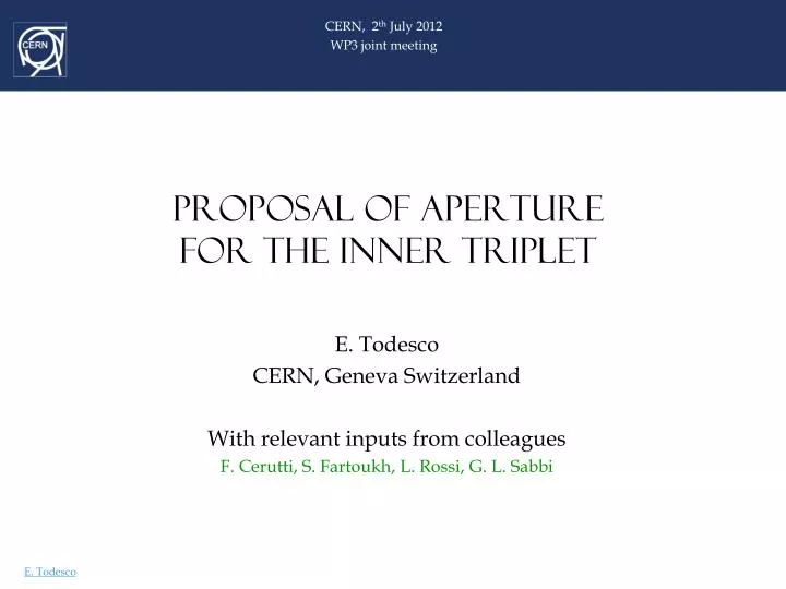 proposal of aperture for the inner triplet