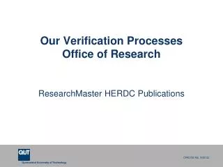 Our Verification Processes Office of Research