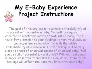 My E-Baby Experience Project Instructions