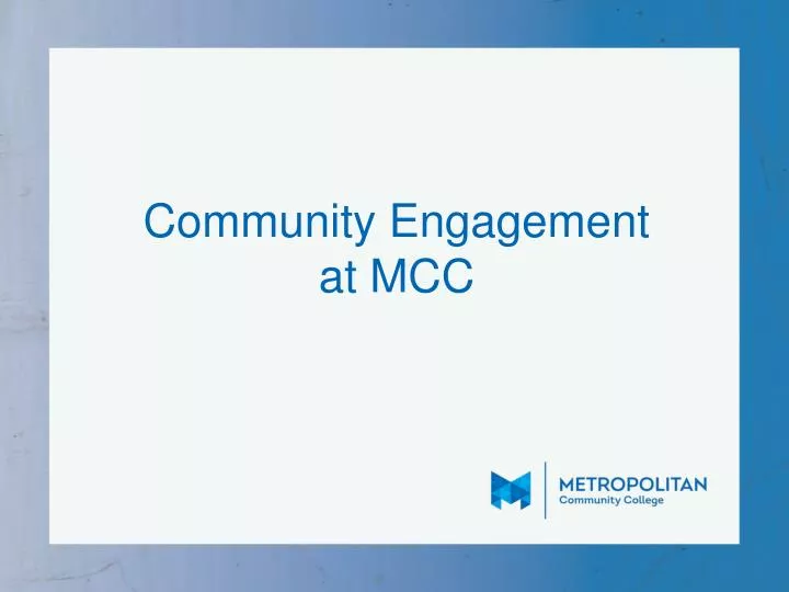 community engagement at mcc