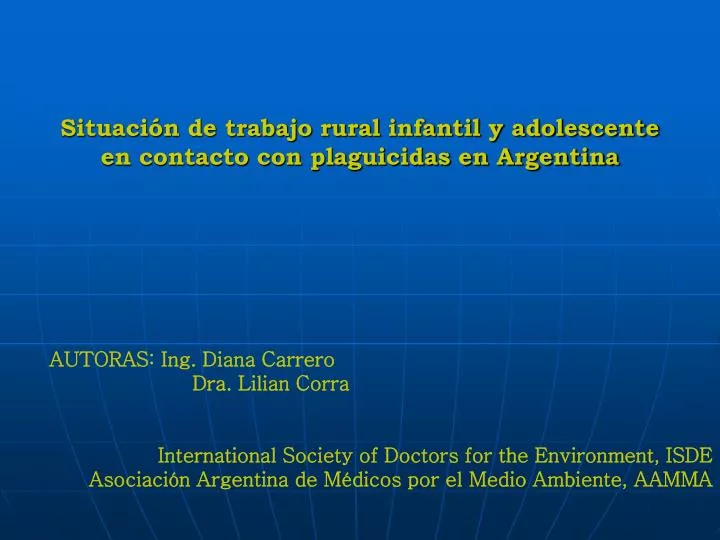 situaci n de trabajo rural infantil y adolescente en contacto con plaguicidas en argentina