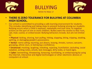 BULLYING REFER TO PAGE 17