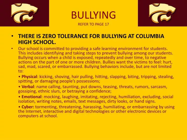 bullying refer to page 17
