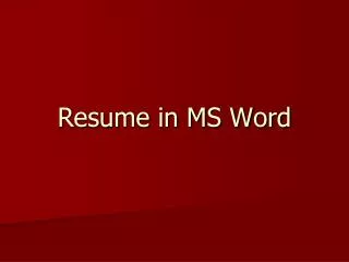 Resume in MS Word