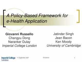 A Policy-Based Framework for e-Health Application