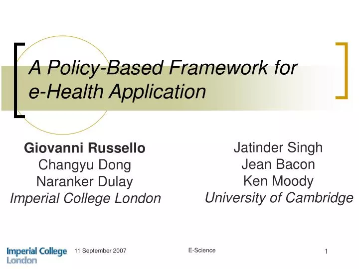 a policy based framework for e health application