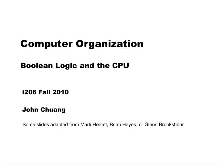 computer organization boolean logic and the cpu