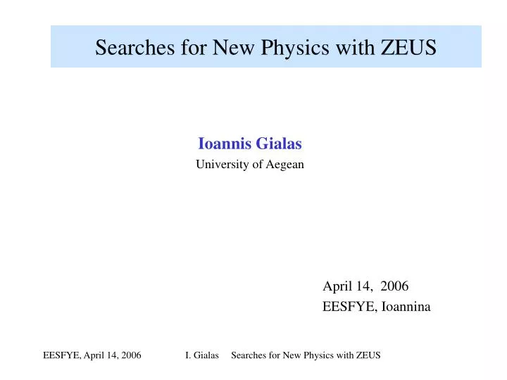 searches for new physics with zeus