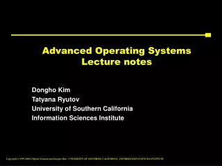 Advanced Operating Systems Lecture notes