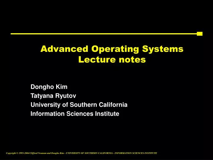 advanced operating systems lecture notes