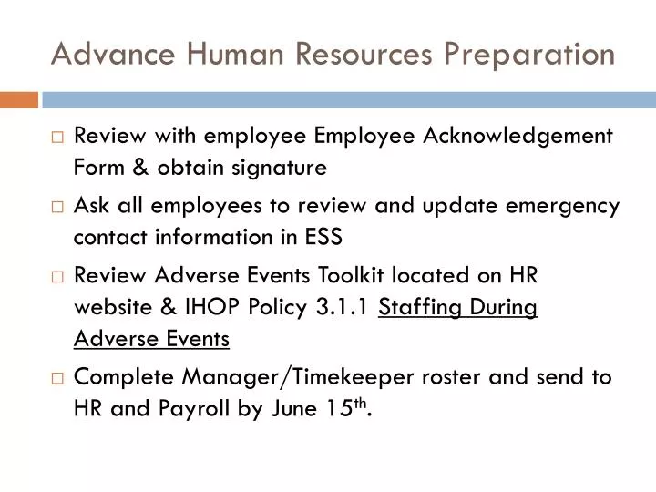 advance human resources preparation