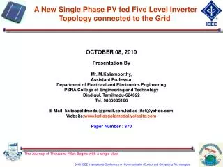 A New Single Phase PV fed Five Level Inverter Topology connected to the Grid