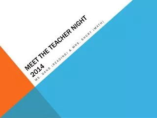 Meet the teacher night 2014