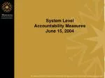 System Level Accountability Measures June 15, 2004 - slide 1