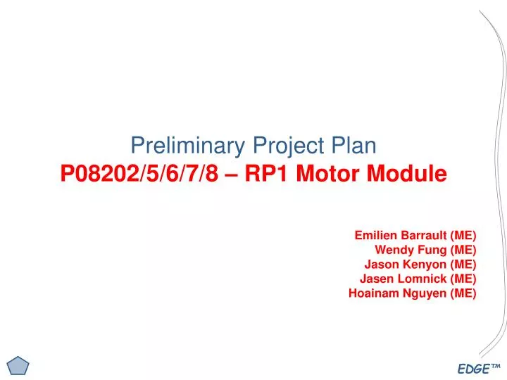 preliminary project plan p0820 2 5 6 7 8 rp1 motor module