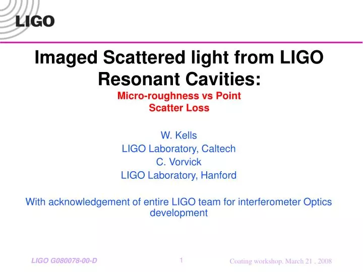 imaged scattered light from ligo resonant cavities micro roughness vs point scatter loss