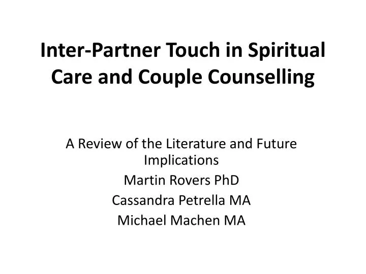 inter partner touch in spiritual care and couple counselling