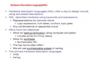 Hardware Description Language(HDL)