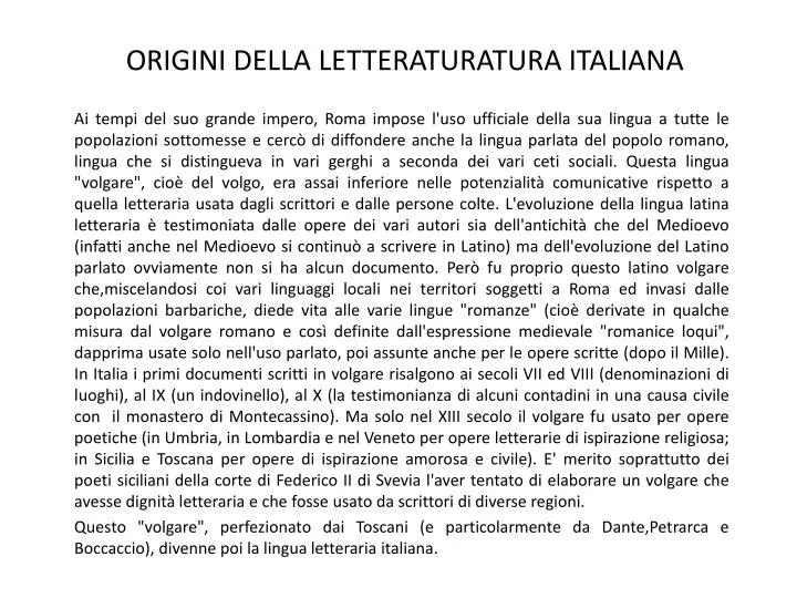 origini della letteraturatura italiana