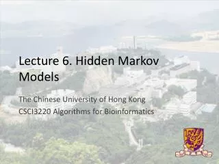 Lecture 6. Hidden Markov Models