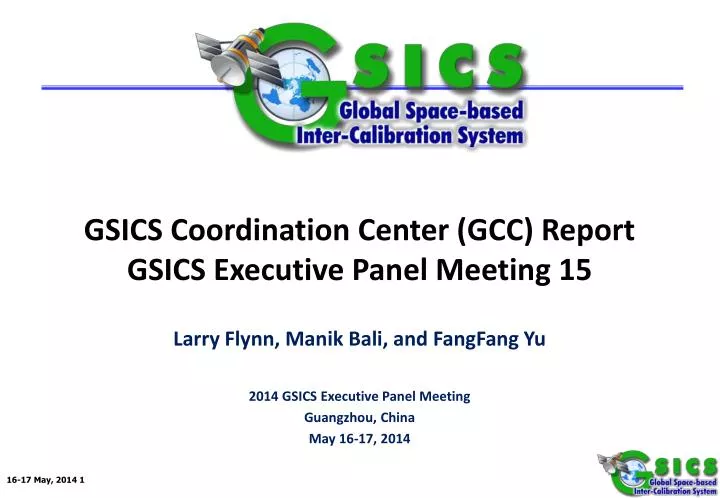 gsics coordination center gcc report gsics executive panel meeting 15