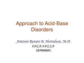 Approach to Acid-Base Disorders