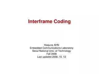 Interframe Coding