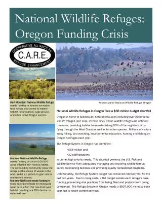 National Wildlife Refuges in Oregon face a $68 million budget shortfall