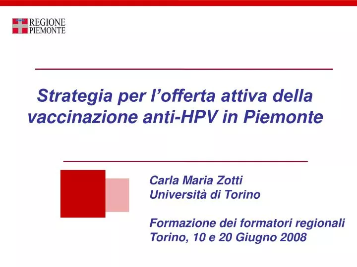 strategia per l offerta attiva della vaccinazione anti hpv in piemonte