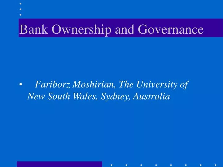 bank ownership and governance