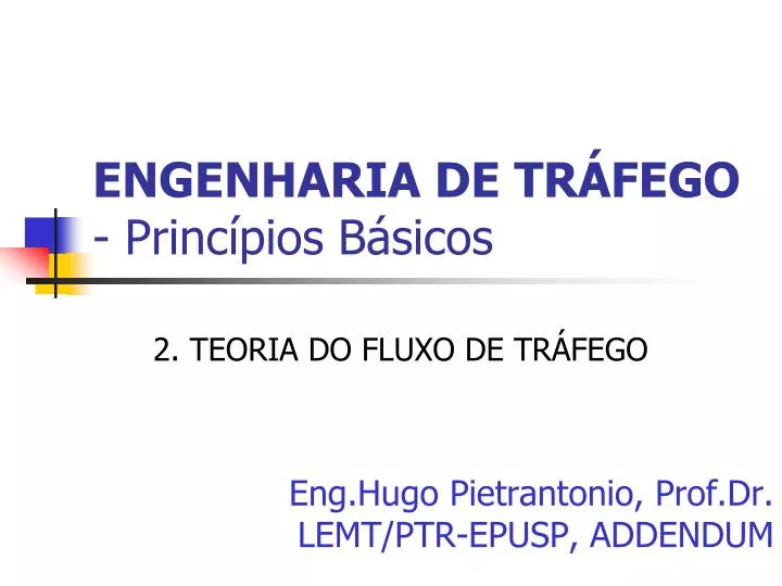 engenharia de tr fego princ pios b sicos