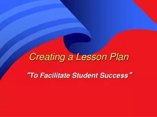Creating a Lesson Plan