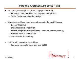 Pipeline Architecture since 1985
