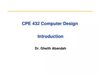 CPE 432 Computer Design Introduction